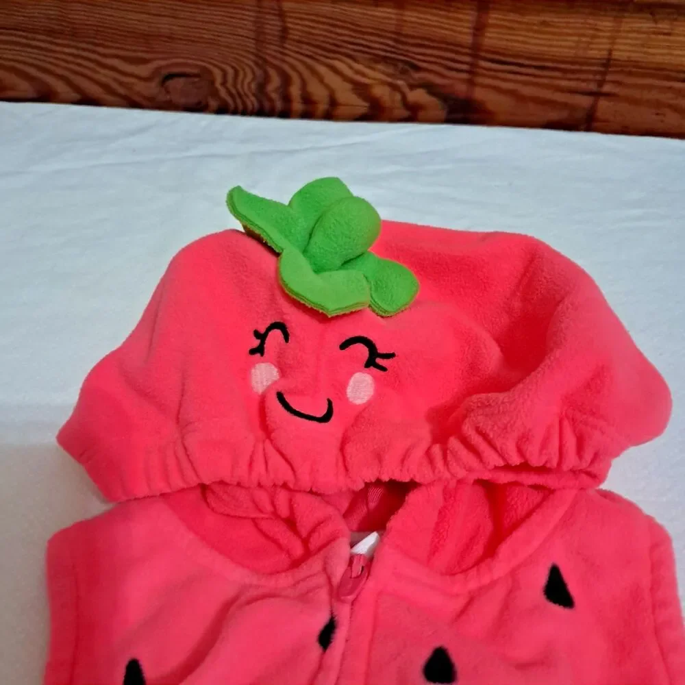 Carter's Baby Strawberry Halloween Costume 24 Months One Piece Fruit Hood - Picture 4 of 8